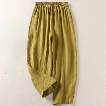 Amalia - Weitbeinige Baumwoll-Leinenhose