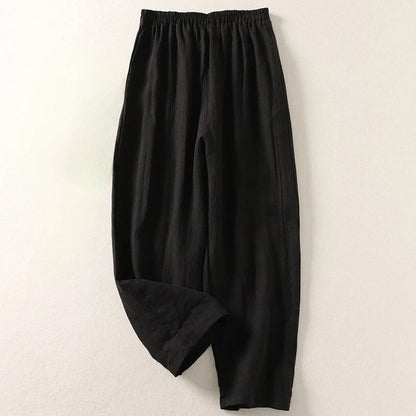 Amalia - Weitbeinige Baumwoll-Leinenhose