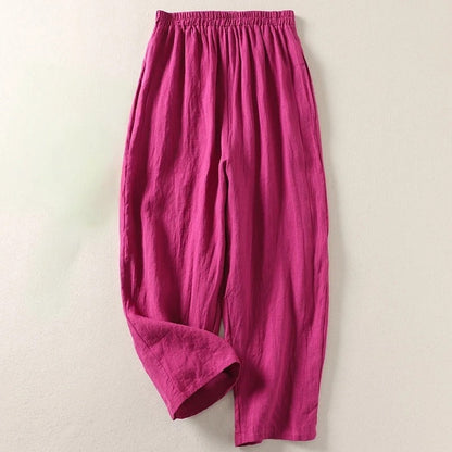 Amalia - Weitbeinige Baumwoll-Leinenhose