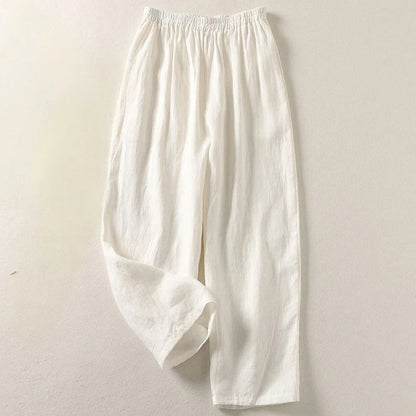 Amalia - Weitbeinige Baumwoll-Leinenhose