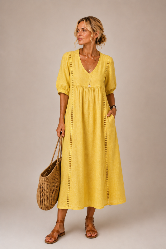 Auria - V-Ausschnitt Midikleid