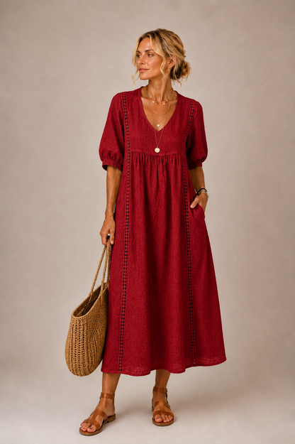 Auria - V-Ausschnitt Midikleid