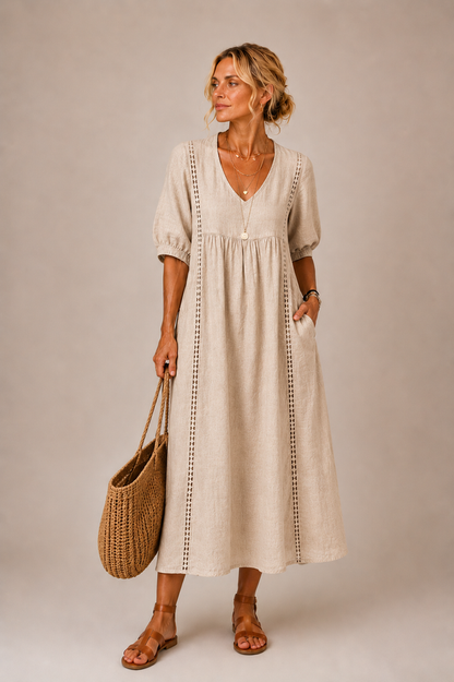 Auria - V-Ausschnitt Midikleid