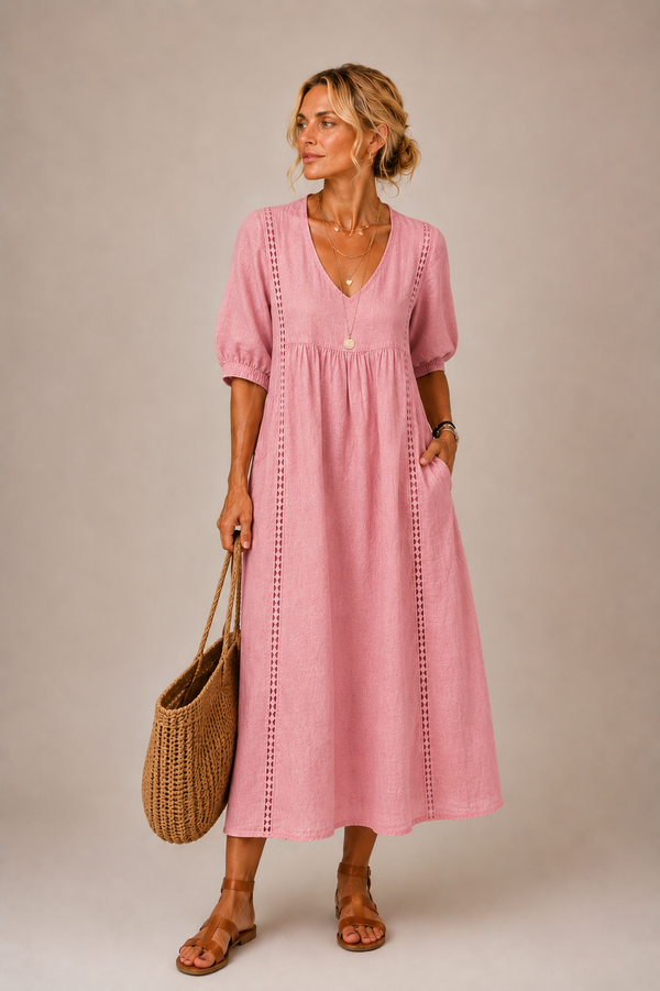Auria - V-Ausschnitt Midikleid