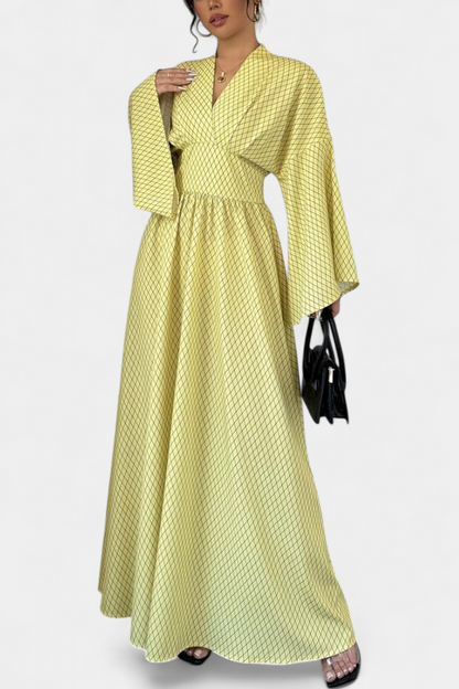 Avenna - Geometrisches V-Ausschnitt Maxikleid