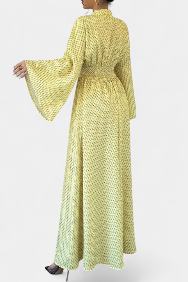 Avenna - Geometrisches V-Ausschnitt Maxikleid