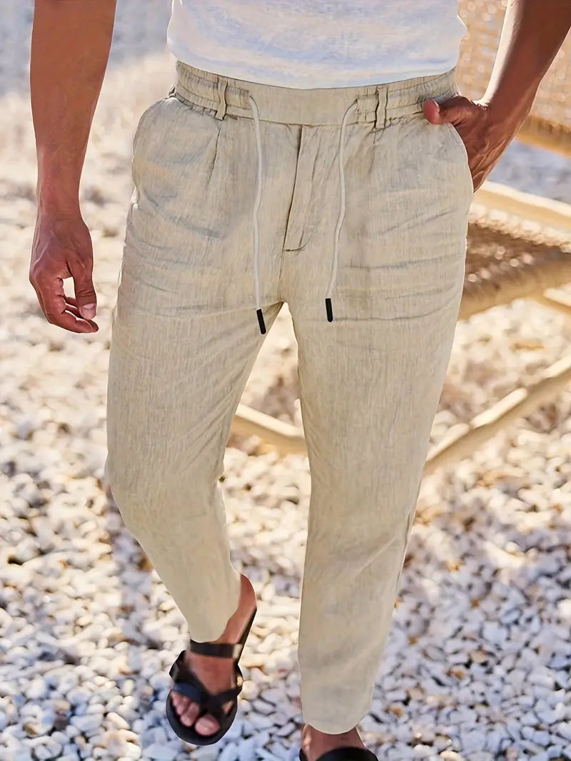 Avenor - Weite Leinenhose mit Kordelbund