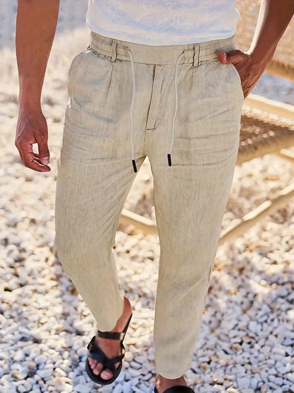 Avenor - Weite Leinenhose mit Kordelbund