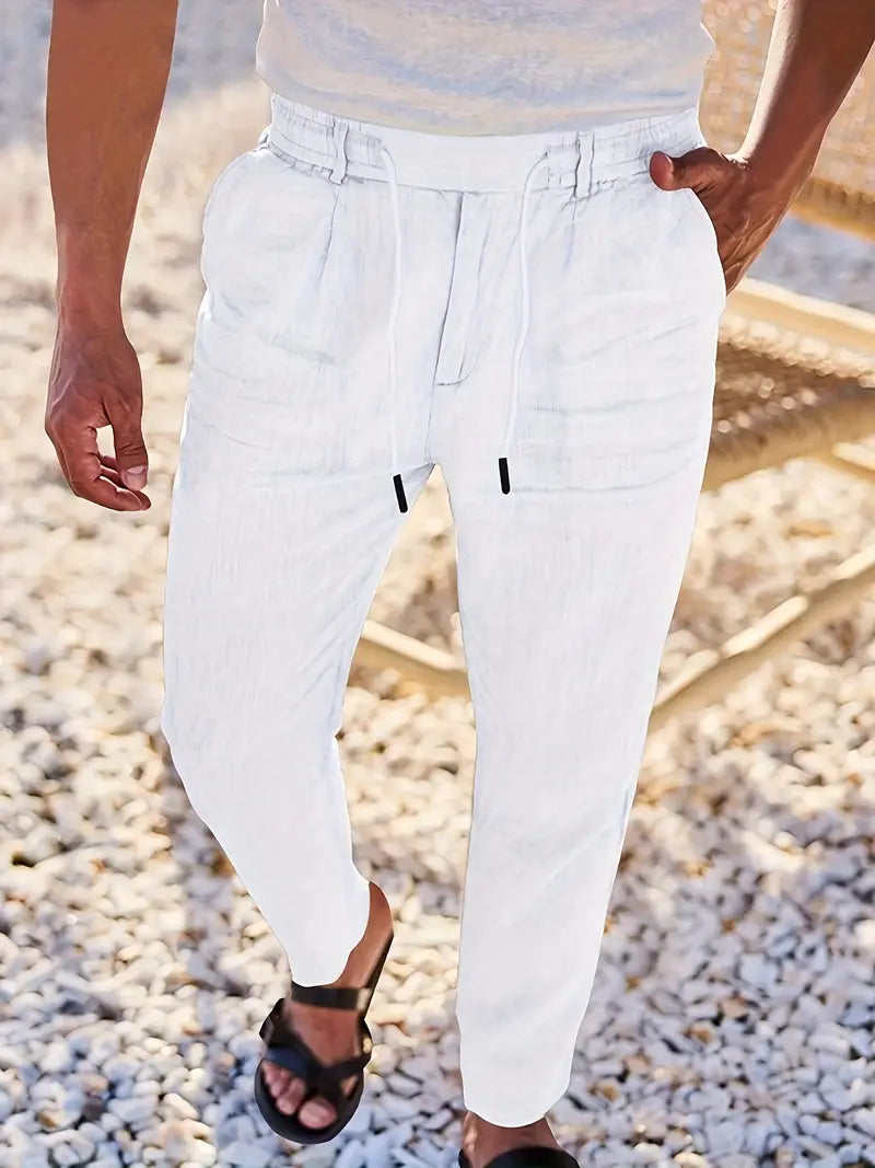 Avenor - Weite Leinenhose mit Kordelbund