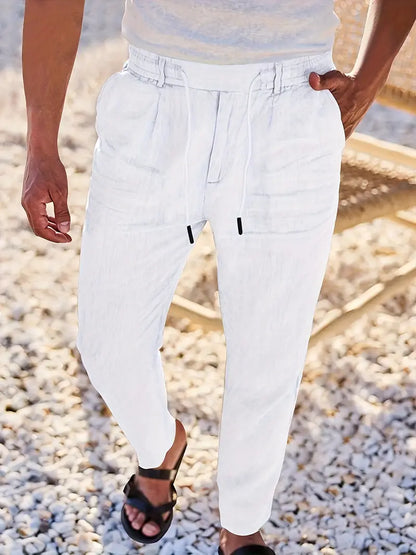 Avenor - Weite Leinenhose mit Kordelbund