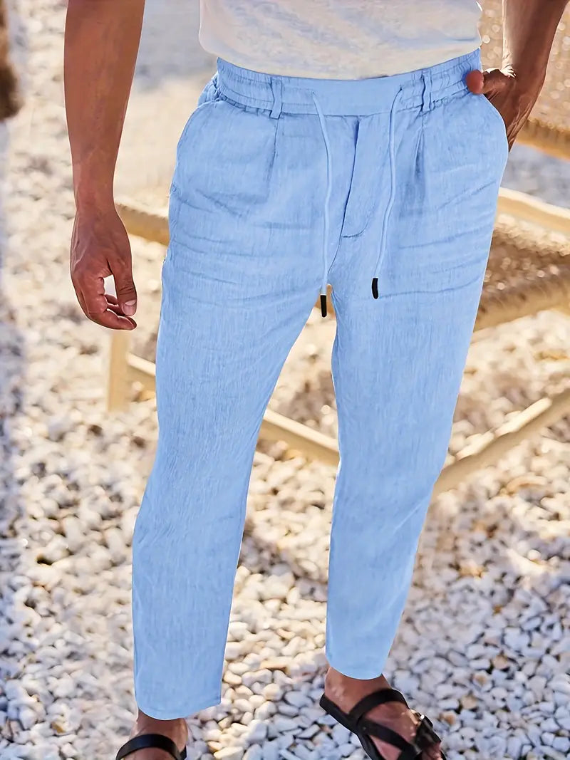 Avenor - Weite Leinenhose mit Kordelbund