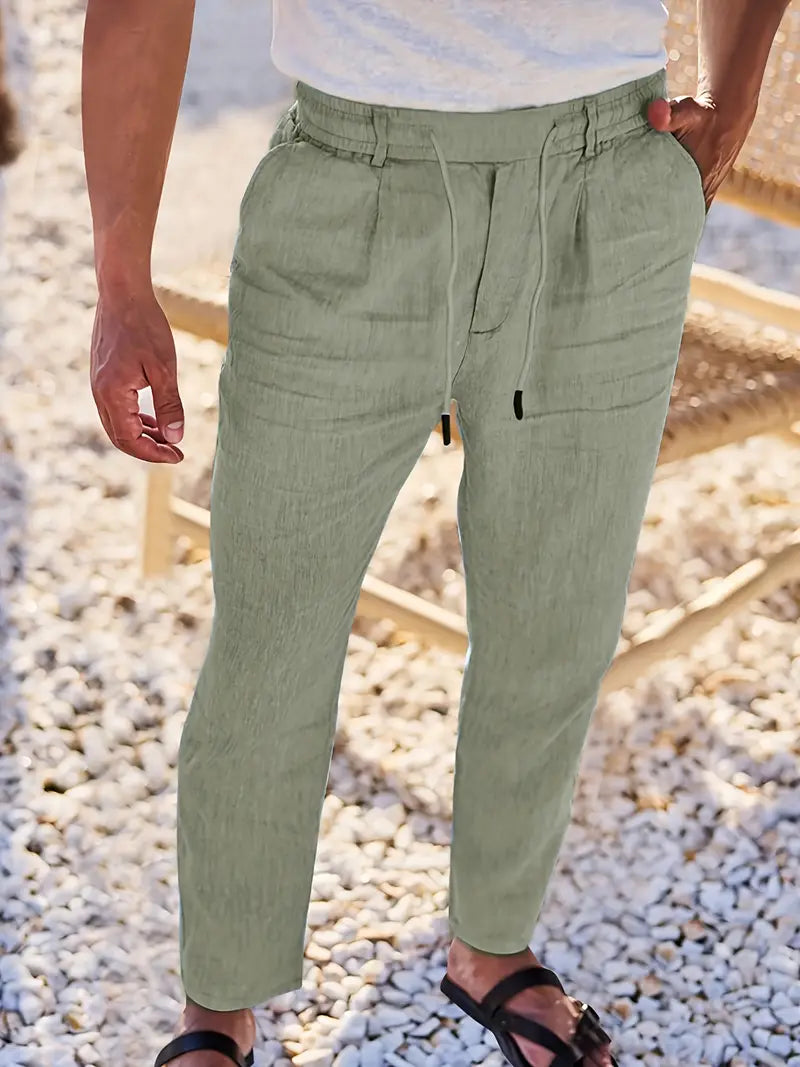 Avenor - Weite Leinenhose mit Kordelbund