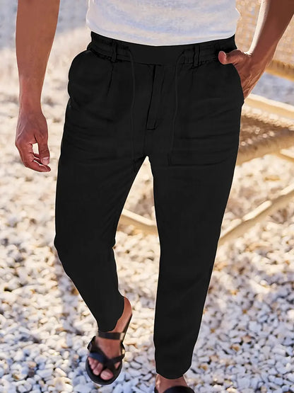 Avenor - Weite Leinenhose mit Kordelbund