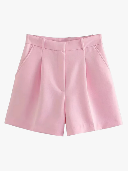 Lynda - Hochbundige Frontfalten-Shorts