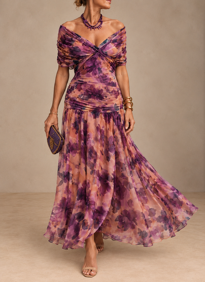 Bailey - Schulterfreies Chiffon-Abendkleid