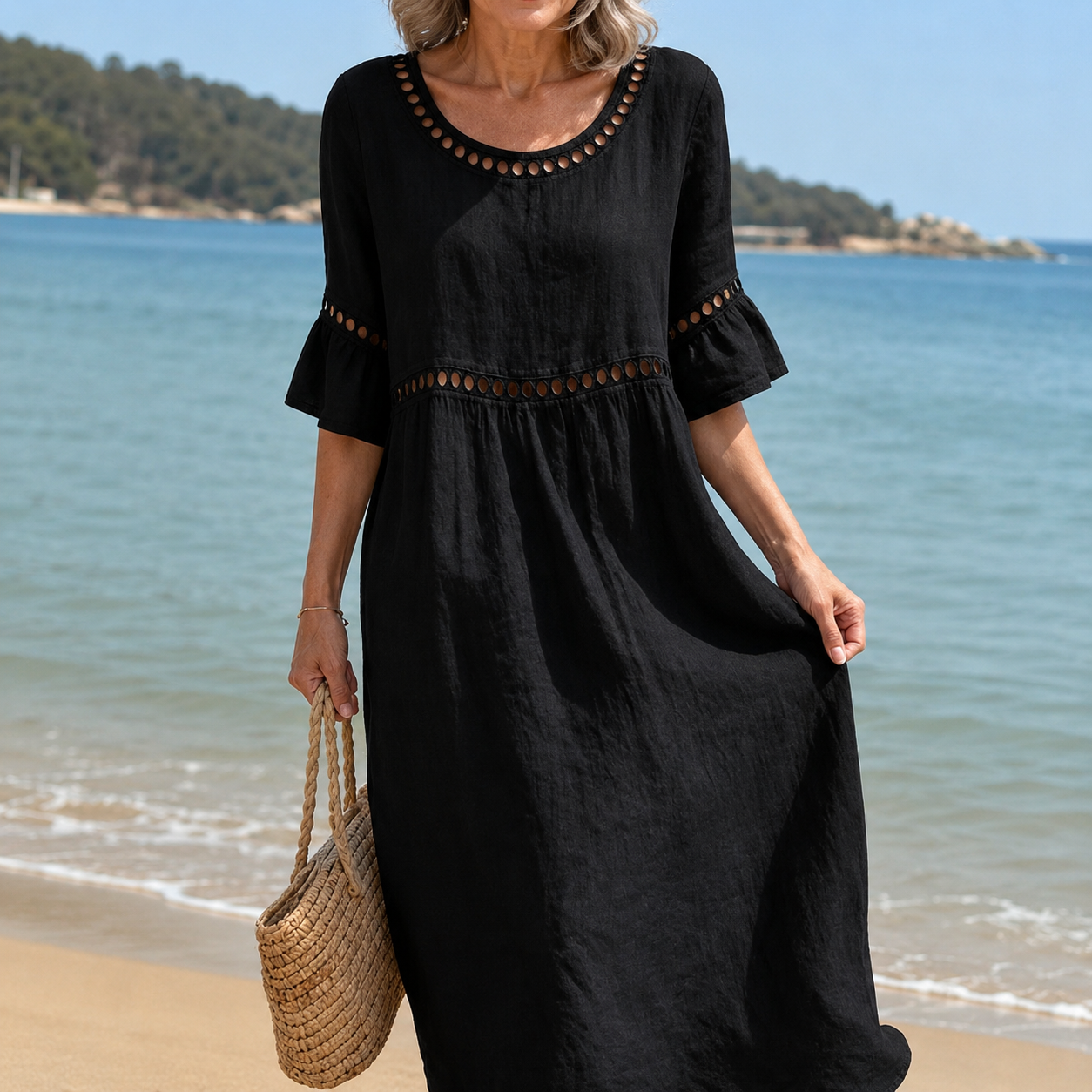 Brigitte - Fließendes Leinen-Maxikleid