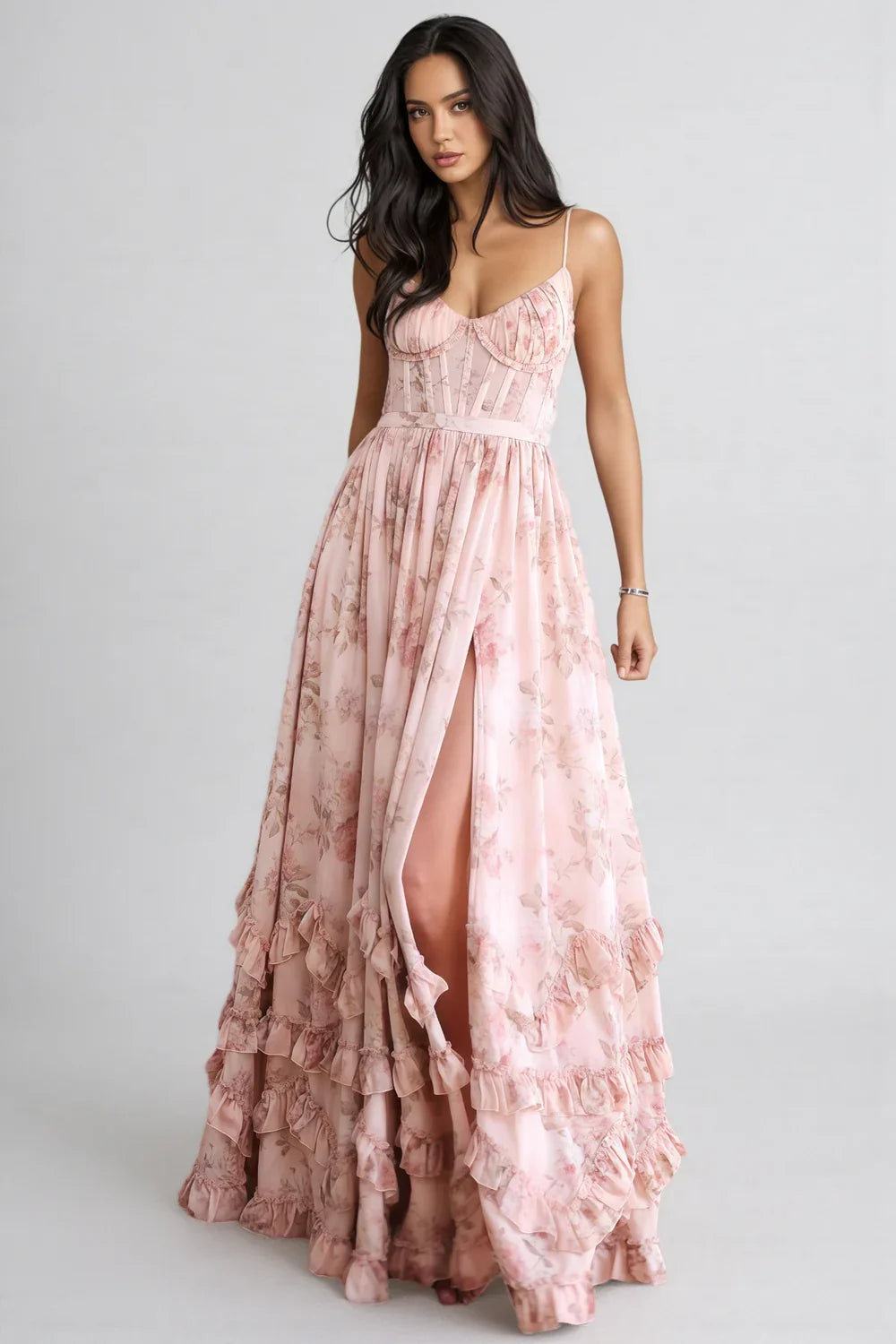 Lunara - Boho-Rüschenkleid mit Schlitz