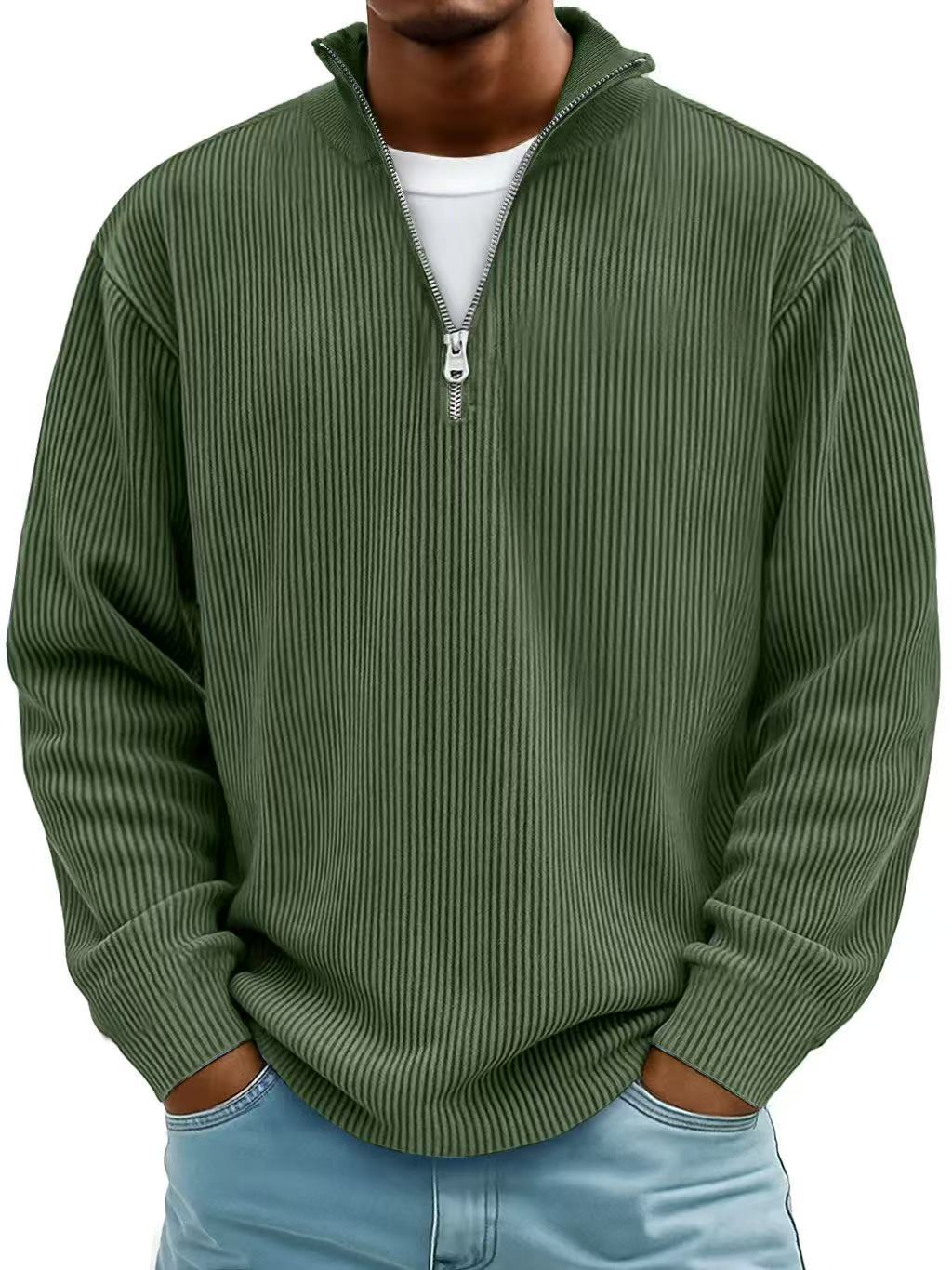 Alec - Gestreifter Zip-Strickpullover