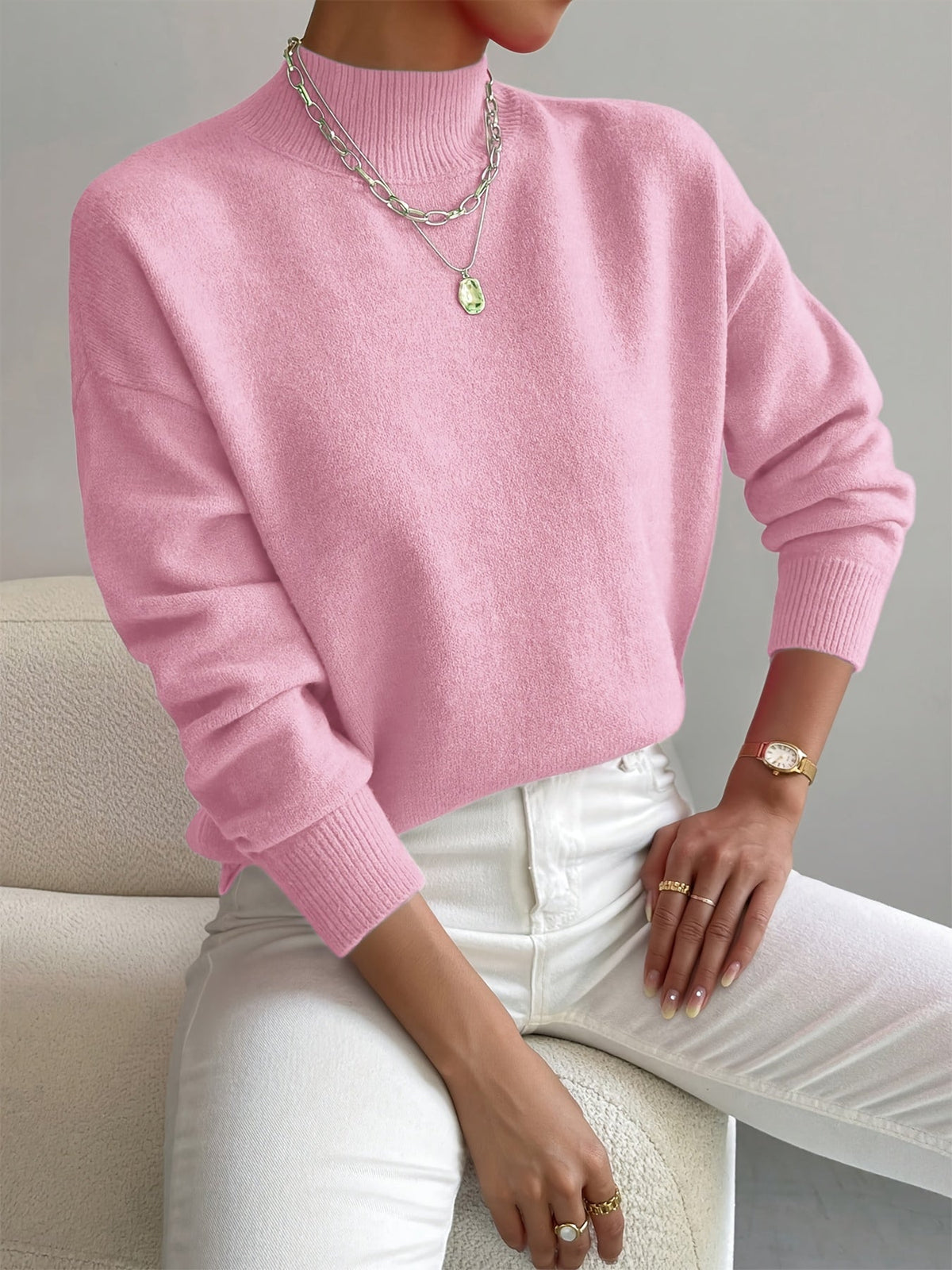 Casey - Feinstrick Stehkragen-Pullover