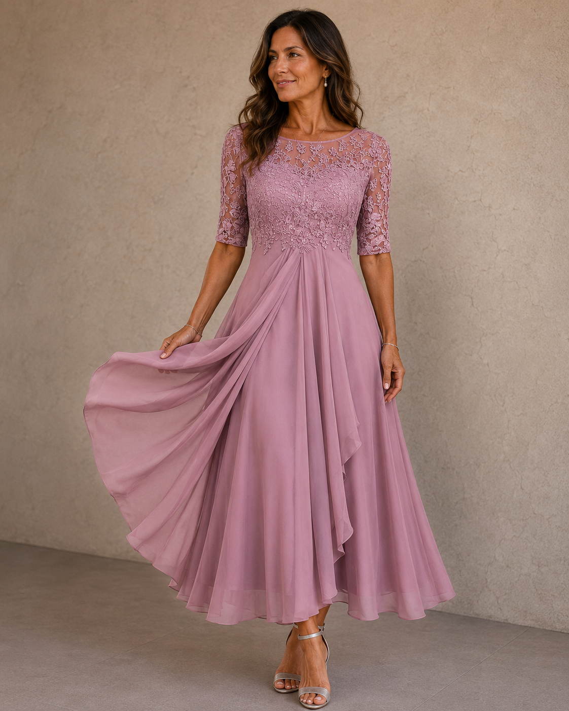 Lunara - Abendkleid mit Spitze und Chiffon