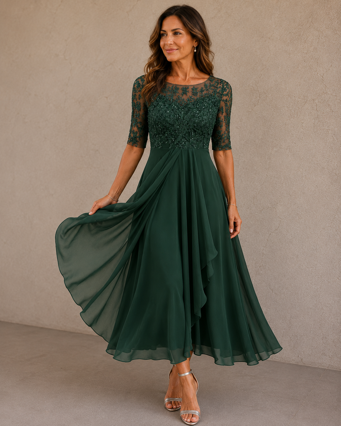 Lunara - Abendkleid mit Spitze und Chiffon