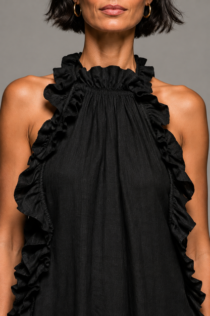 Jolene - Ärmelloses Rüschen-Maxikleid