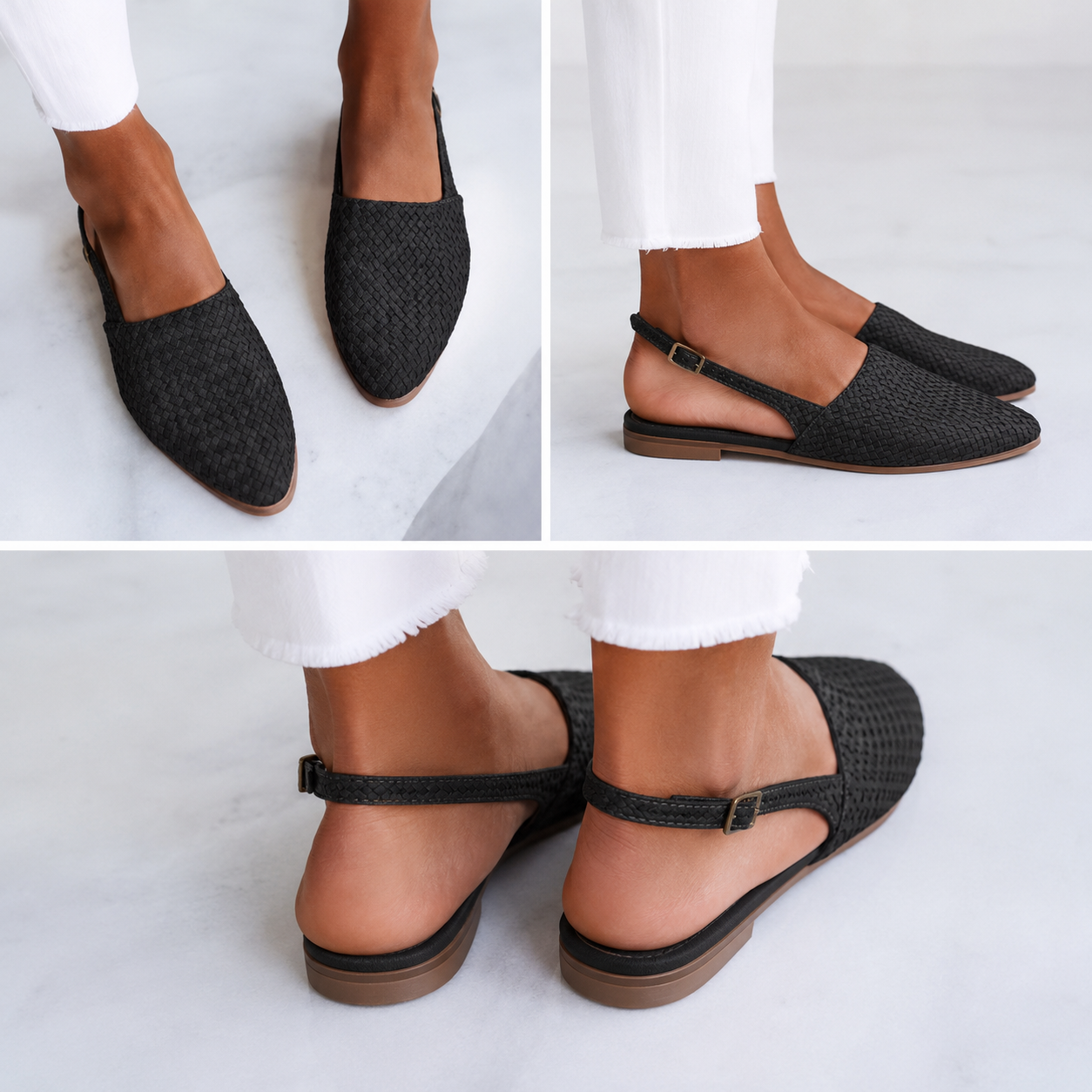 Simone - Geflochtene Slingback-Mokassins
