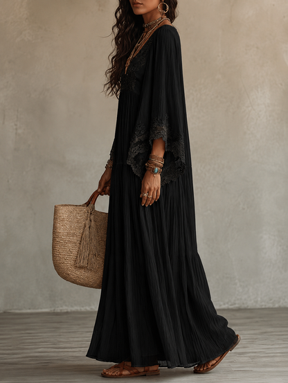 Ondina - Spitzenverziertes Chiffon-Maxikleid