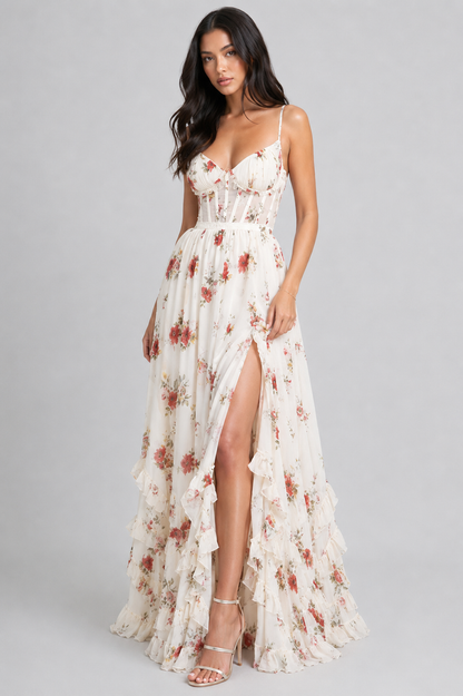 Solenne - Florales Vintage-Maxikleid