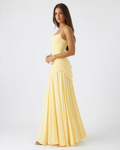 Lenara - Drapiertes Maxikleid mit Schnürrücken