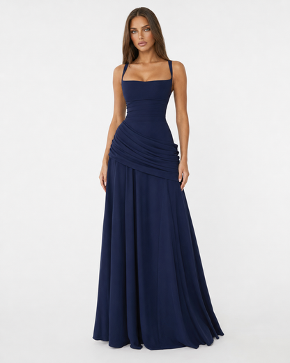 Lenara - Drapiertes Maxikleid mit Schnürrücken