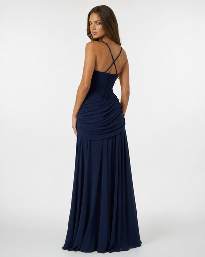 Lenara - Drapiertes Maxikleid mit Schnürrücken