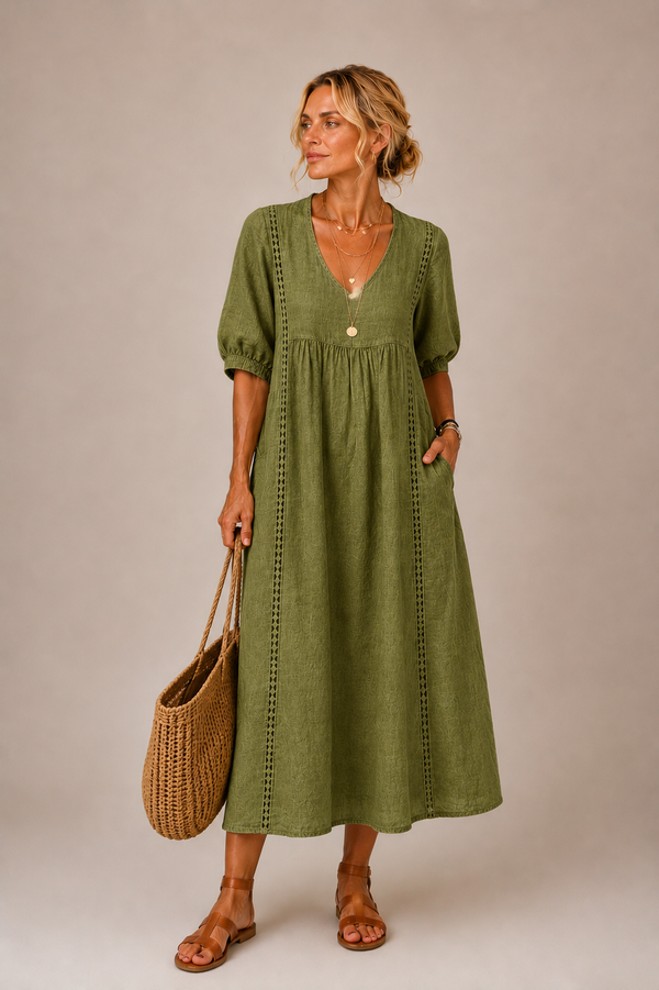 Auria - V-Ausschnitt Midikleid
