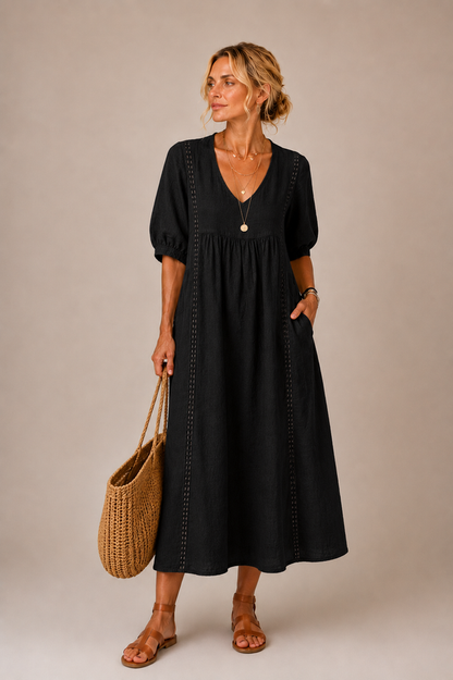 Auria - V-Ausschnitt Midikleid