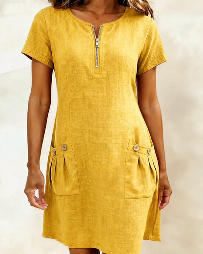 Lina - Baumwoll-Leinen A-Linien-Kleid