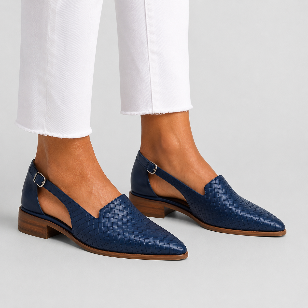 Simone - Geflochtene Slingback-Mokassins