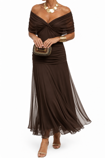 Bailey - Schulterfreies Chiffon-Abendkleid