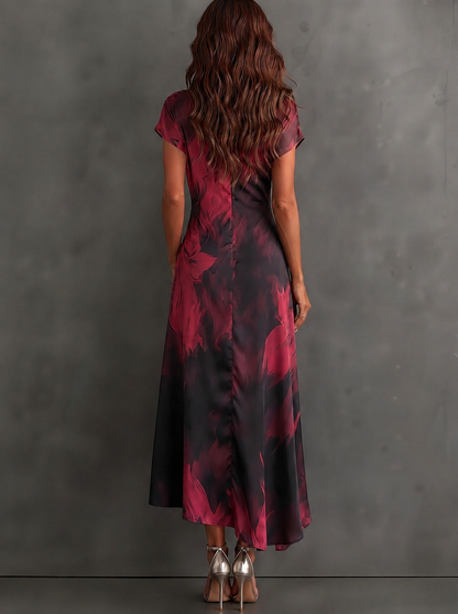Tonia - Aquarell-Print Wickel-Midikleid