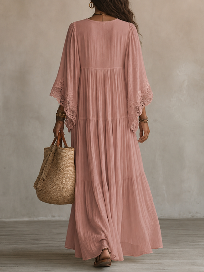 Ondina - Spitzenverziertes Chiffon-Maxikleid