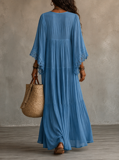 Ondina - Spitzenverziertes Chiffon-Maxikleid
