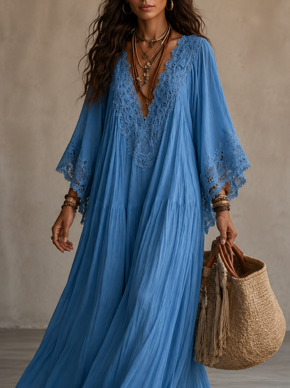 Ondina - Spitzenverziertes Chiffon-Maxikleid