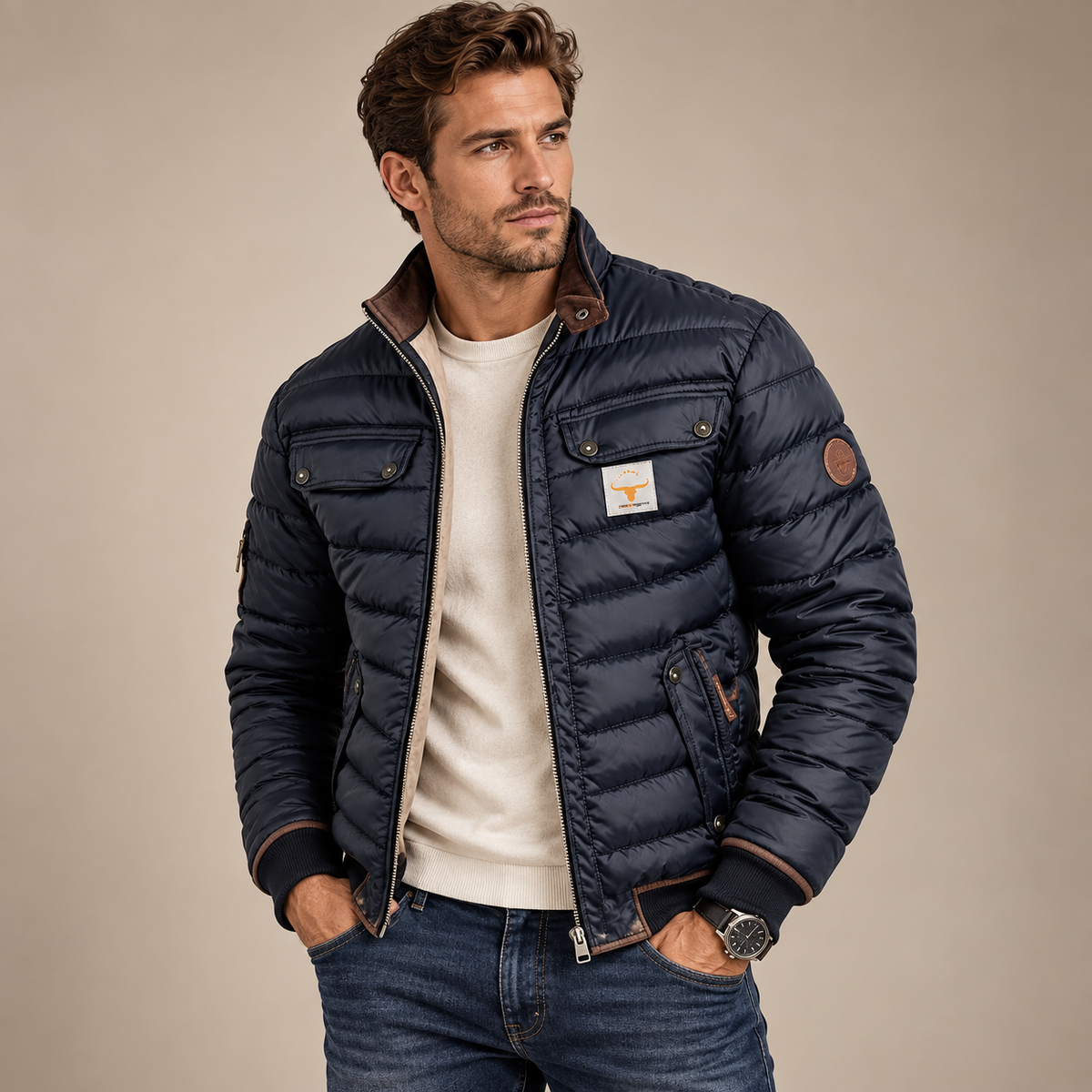 Calden - Vintage Übergangsjacke mit Stehkragen