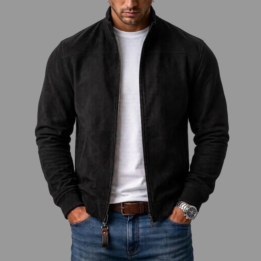 Corrado - Kunstwildleder-Bomberjacke mit hohem Kragen