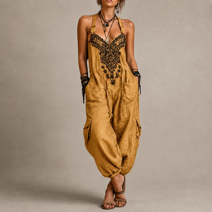 Darla - Bestickter Boho-Jumpsuit