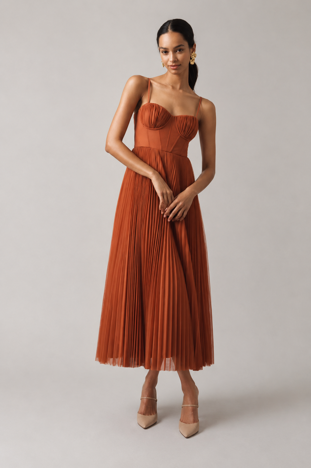 Deann - Strukturiertes Korsagen-Midikleid