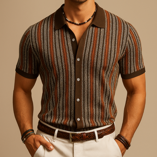 Dominick - Fischgrätenmuster Button-Down-Hemd
