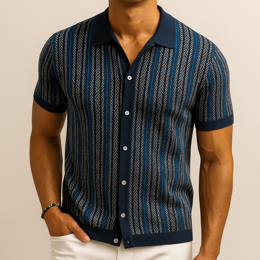 Dominick - Fischgrätenmuster Button-Down-Hemd