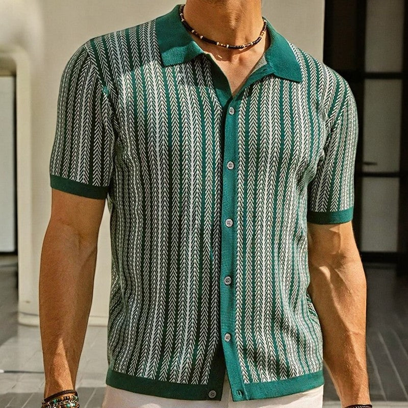 Dominick - Fischgrätenmuster Button-Down-Hemd