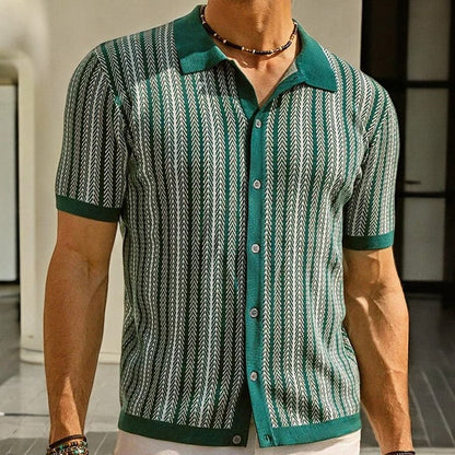 Dominick - Fischgrätenmuster Button-Down-Hemd