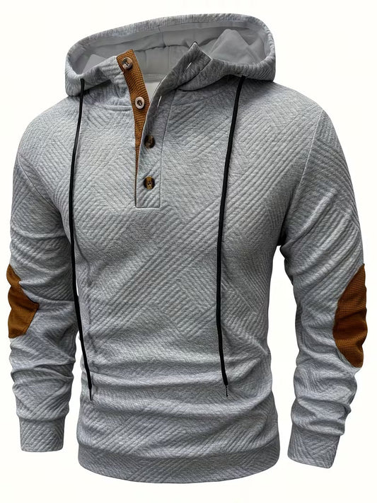Earl - Strukturierter Hoodie mit Knopfleiste